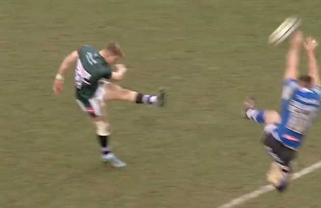 Charge down attempt leads to freak try for Leicester Tigers