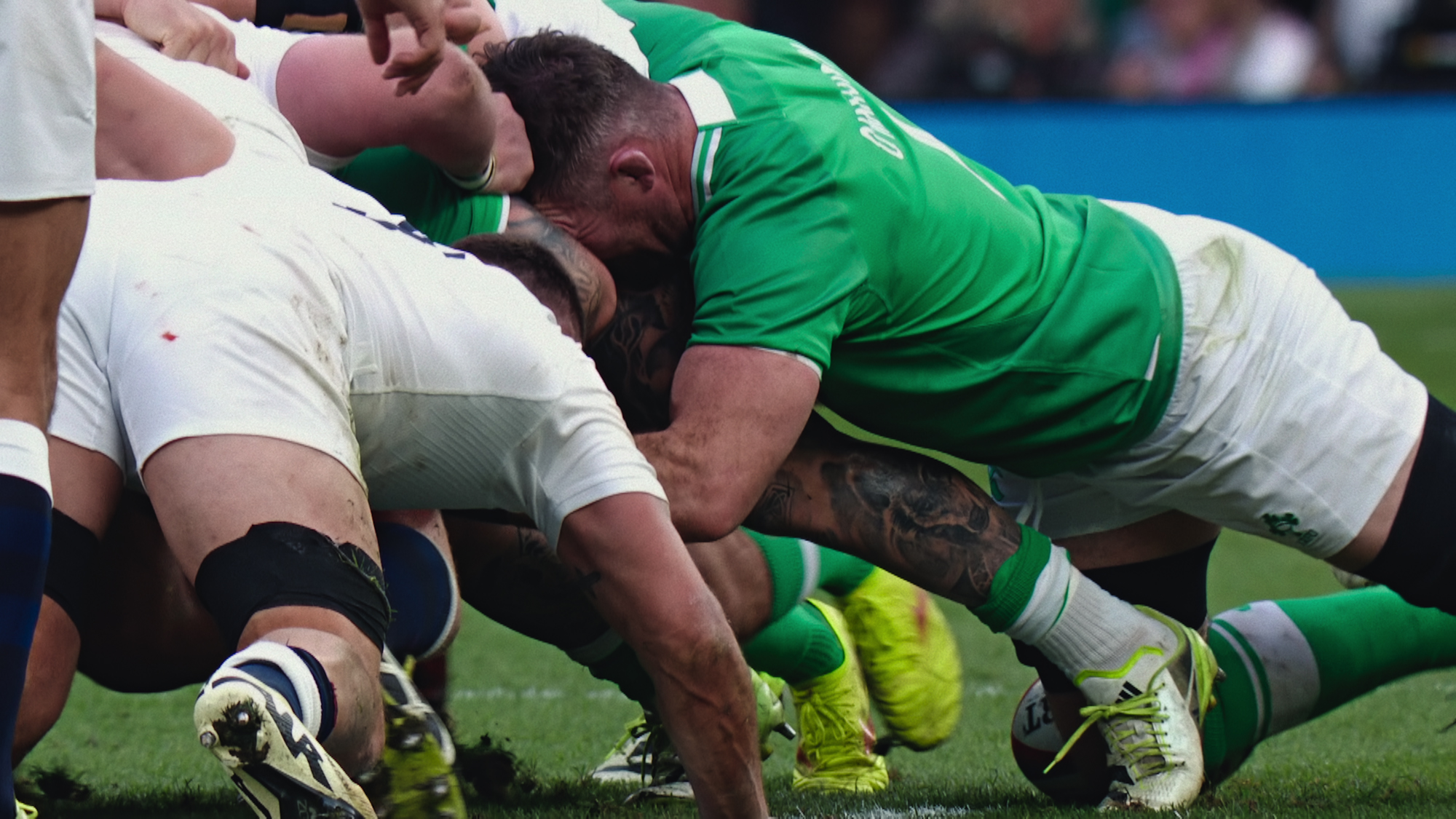 England and Ireland scrummage in a promo image for Netflix